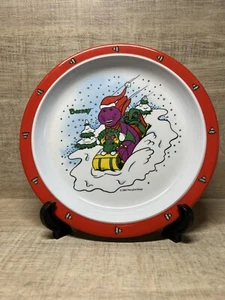 1993 -Vintage- Barney & Baby Bop Trineo Navidad Vacaciones Melamina Plato - Imagen 1 de 5
