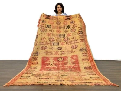 Vintage Soft Wool Rug,Moroccan Berber Runner Rug,Geometric Ivory Carpet 5x9 ft - Image 1 of 4