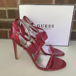 GUESS Womens Red Transparent Felecia Almond Stiletto Heeled Sandal US 8.5 M NEW - Picture 1 of 9