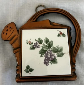 Pfaltzgraff Grapevine Pattern Trivet Watering Can Copper And Porcelain Tile - Picture 1 of 6
