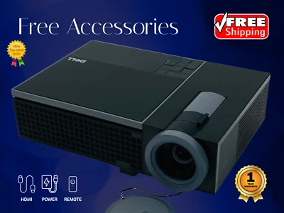 Dell 1510X DLP Projector Refurbished 3500 Lumens Full HD 1080p HDMI LAN w/Remote - Image 1 of 4