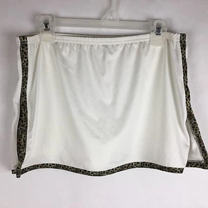 LeJ Women Skort Sz Medium White Leopard Trim Elastic Waist Stretch Athletic - Picture 1 of 7