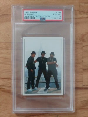 1987 RUN DMC ROOKIE CARD PSA 6 PANINI SMASH HITS COLLECTION # 195 HOF - Image 1 of 4