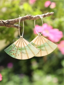 Vintage Style Wooden Earrings Floral Fan Cute Earring Set Accessories Gifts - Picture 1 of 5