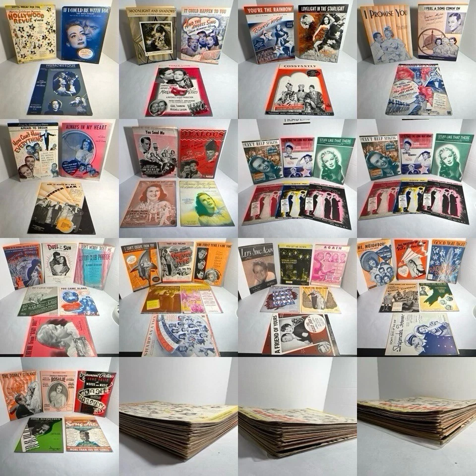 Vintage MGM, RKO, FOX Film Stars Sheet Music LOT of 54 - Crawford, Faye, Lamour - Image 1 of 4