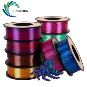 Tricolor 1KG 1.75 mm PLA Silk Filament Triple Colours Rainbow 3D Printer Bundle