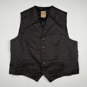 Wah Maker Vest Mens XL Black Brown Paisley Frontier Western Cowboy Formal USA - Picture 1 of 7