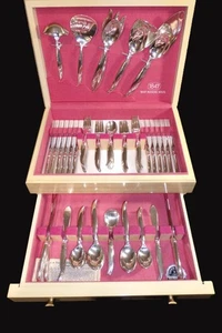 Vtg MCM 1847 Rogers FLAIR 1956 Silverplate Flatware, 108-Piece Set Svc for 16 - Picture 1 of 21