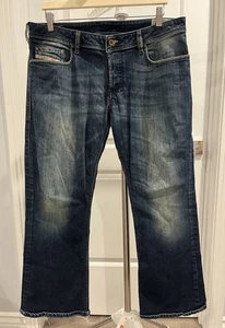 Diesel Zathan Made in Italy Bootcut Blue Denim Jeans Vintage Y2K Mens sz W34 L32 - Picture 1 of 9