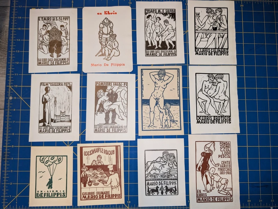 12 Ex libris Mario De Filippis by Constante Constantini (Artist) bookplate Foto 1 de 1