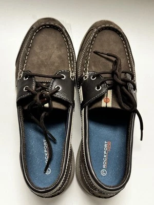 Rockport Brown Leather Boat Deck Lace Up Washable Women Shoes Size 6.5 W Slip On - Image 1 of 4