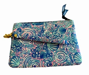Simply Southern Wristlet Swirly Geldbörse Clutch Muschelmuster blau pink Canvas - Bild 1 von 12