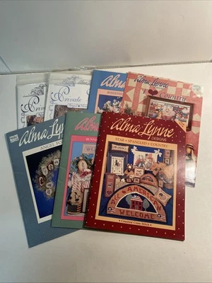 Alma Lynne  Lot of 7  Cross Stitch Leaflets & Charts - Seasonal Sampler Vtg - Image 1 of 4
