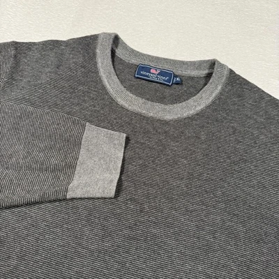 Vineyard Vines Sweater Mens XL Gray Micro Stripe Crewneck Pullover Wool Blend - Image 1 of 4