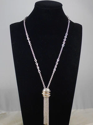 Brighton Silver Plated Two Tone NEPTUNE'S RINGS Long Tassel Necklace $178 - Image 1 of 2