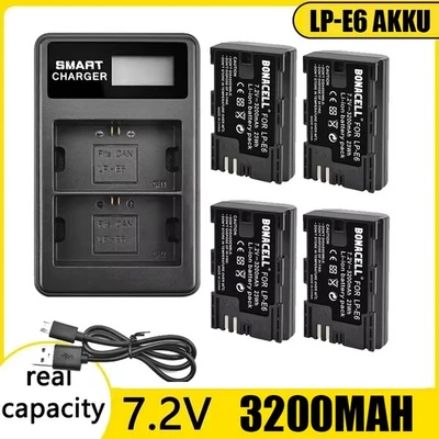 3200mAh Akku + LED Dual Ladegerät für Canon LP-E6 / LP-E6N / EOS 5DS / 6D 2025