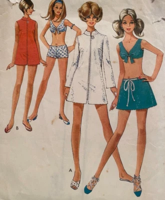 Vintage 1969 Style Swimwear & Cover  Sewing Pattern 2442 Size 18/40" Bust - Image 1 of 2