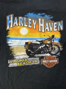 Harley Davidson T-Shirt Black LG Harley Haven Virginia Beach VA Sunset C22 - Picture 1 of 7