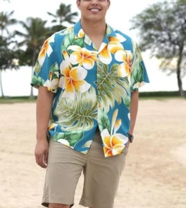 NWT Paradise Found Plumeria Beauty Jade Hawaiian Print Rayon Shirt 4XL USA - Picture 1 of 6