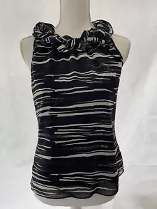 Limited Sleeveless Blouse Size S Black White Stripe Polyester - Picture 1 of 12