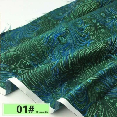 Chinese Style Damask Fabric Artificial Silk Jacquard Brocade Cloth Vintage Trims - Image 1 of 4