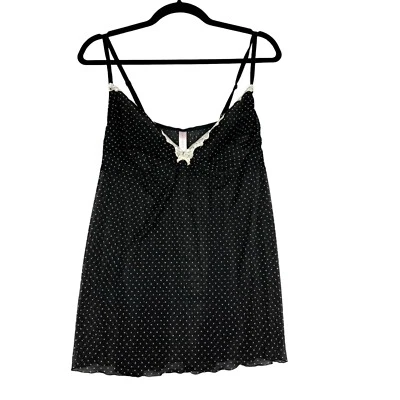Lencería Cacique para mujer 18/20 negra ropa de dormir túnica cami transparente lunares encaje Foto 1 de 4