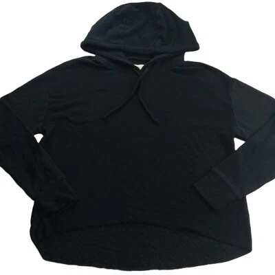 Sudadera con capucha alta-baja para mujer Chaser talla pequeña negra polar dobladillo crudo Foto 1 de 4