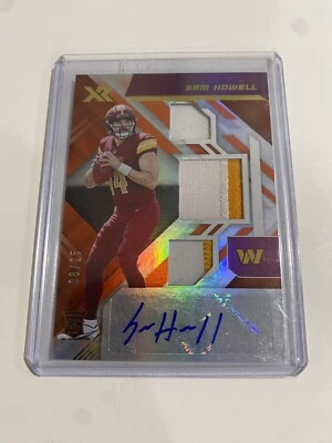 2022 Panini Xr #205 Sam Howell RPA RC Rookie Triple Patch AUTO /25 Sick Stitch - Image 1 of 3