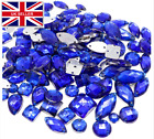 Blue Rhinestones trim Flat Back sewing 2 Hole Stones Resin Beads 