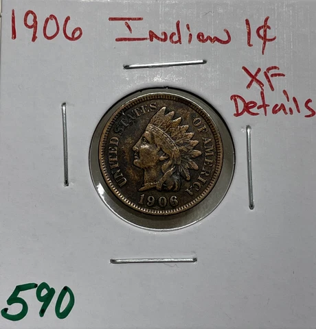 1906 Indian Head Cent / Penny 1c XF Extra Fine Details Cover