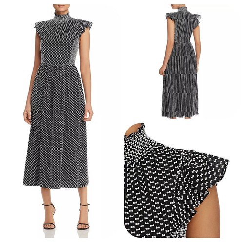 Abito midi KATE SPADE New York clip fumè a pois svizzero finto collo svasato PICCOLO