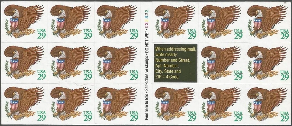 Booklet of 17 - Scott 2596 - 29 cent - Eagle & Shield - Green - 1992 - MNH - Image 1 of 1