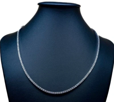 Collar De Tenis En Oro Blanco 18kt. Con Diamantes Naturales Corte Brillante - Imagen 1 de 4