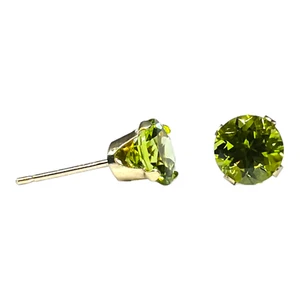 Peridoto verde redondo natural oro amarillo 14k 4 clavijas unisex 3 mm 4 mm 5 mm - Imagen 1 de 6