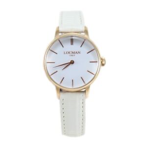 Locman Women's Watch Solo Tempo 1960 Case IP Rose Gold Leather Strap White