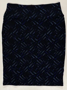 LuLaRoe Cassie Pencil Skirt XLARGE XL (18-20) Knee Length Pull On Black Blue NWT - Picture 1 of 8