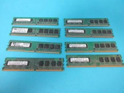LOTE MIXTO DE 8 MEMORIAS DE SERVIDOR SAMSUNG 1RX8 PC2-5300U-555-12-ZZ (5)1GB (3)512MB Foto 1 de 4
