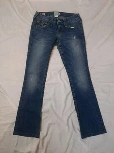True Religion Petite Becky Jeans Womens Sz 25 Blue Inseam 28.5 Stretch Denim USA - Picture 1 of 9