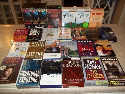 Lot of 23 Audio Books on Cassette = Stephen King, Anne Rice, John Grisham & More - Image 1 of 4