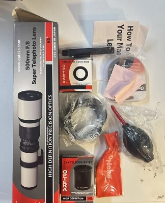 Opteka 500mm F/8 Super Telephoto Lens HD2 T-mount For Canon Eos/ AA - Image 1 of 4