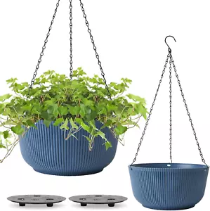 12 Inch Large Hanging Planters for Outdoor Plants, 2 Pack Self Watering Pots Ind - Picture 1 of 8