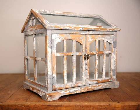 Vintage Terrarium glass display case cabinet Table Top Mini Green House Planter Cover