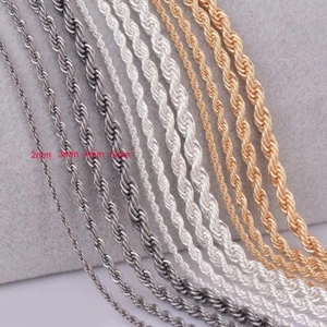 2mm/3mm/4mm/5mm 3 Colors Rope Twist Chain Necklace Width 40-80cm unisex Jewelry - Picture 1 of 7