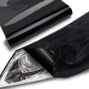 Dark Smoke Gloss Vinyl Film Tint 12" x 72" Headlight Taillight Fog Wrap Cover - Picture 1 of 9