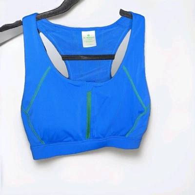 J.Crew Active Sports Bra Size Small Blue Green Front Zip Athleisure Gym Workout - Image 1 of 4