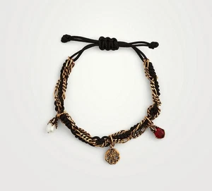 ALEXANDER MCQUEN Pulsera Amistad Cadena Negra Talla Única Auténtica - Imagen 1 de 6
