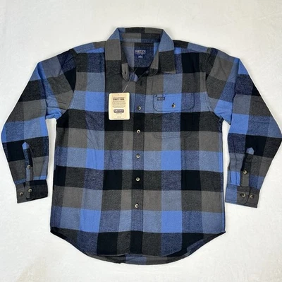 Camisa Smiths Workwear Talla L Azul Negra Búfalo Cuadros Bolsillos Abotonados Franela Foto 1 de 4
