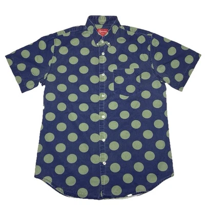 Supreme Big Dot Shirt Navy Green FW13 Size M Rare Polka Dot Button Up Box Logo - Image 1 of 4
