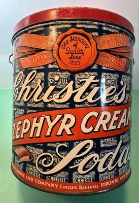 Christie's Zephyr Cream Sodas Christie, Brown & Co Soda Biscuit  Tin 7",  CANADA - Image 1 of 4