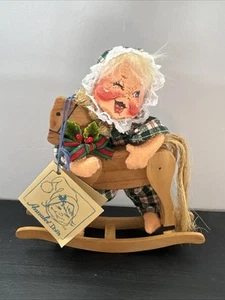 Vintage 1995 Annalee Mobilitee PJ Kid Rocking Horse Child Girl Christmas 7" NOS - Bild 1 von 6